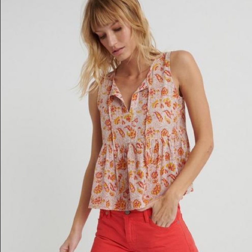 Lucky Brand Sleeveless Peasant Top
